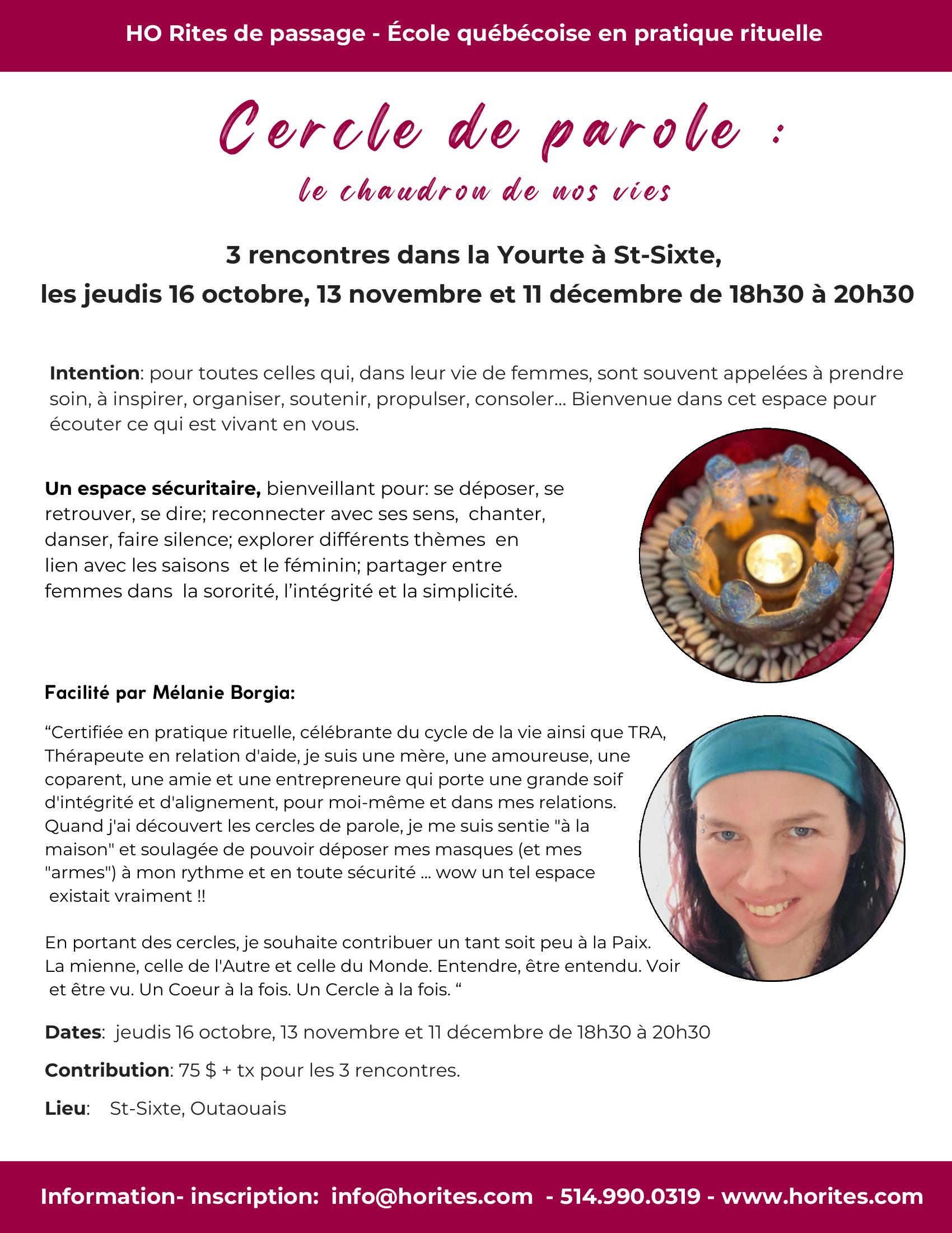 Cercle de parole: le chaudron de nos vies